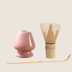 Glossy Pink Matcha Bowl Set