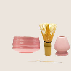 Glossy Pink Matcha Bowl Set