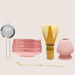 Glossy Pink Matcha Bowl Set