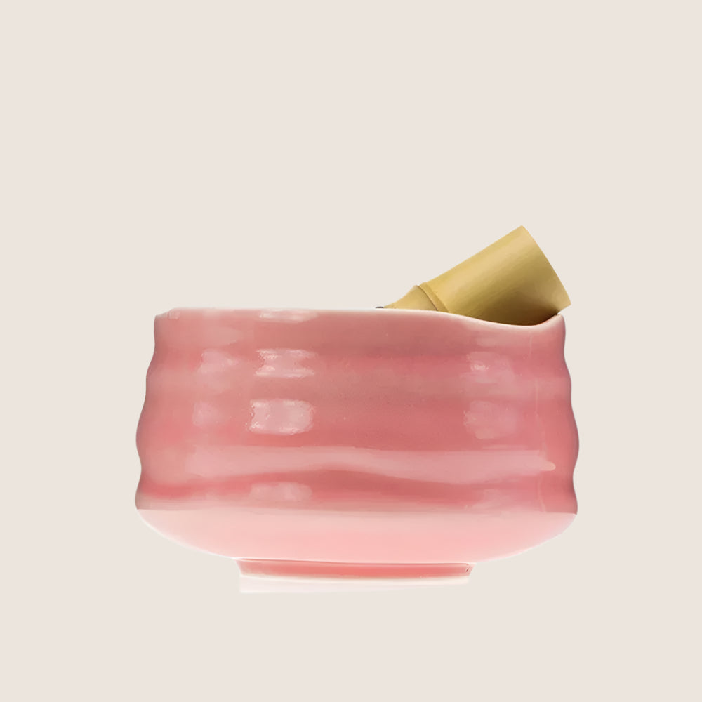 Glossy Pink Matcha Bowl Set